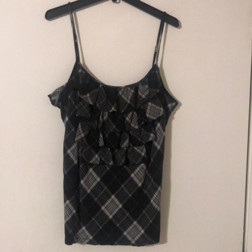 NY&C black/white Plaid Tank Top. Size Large.